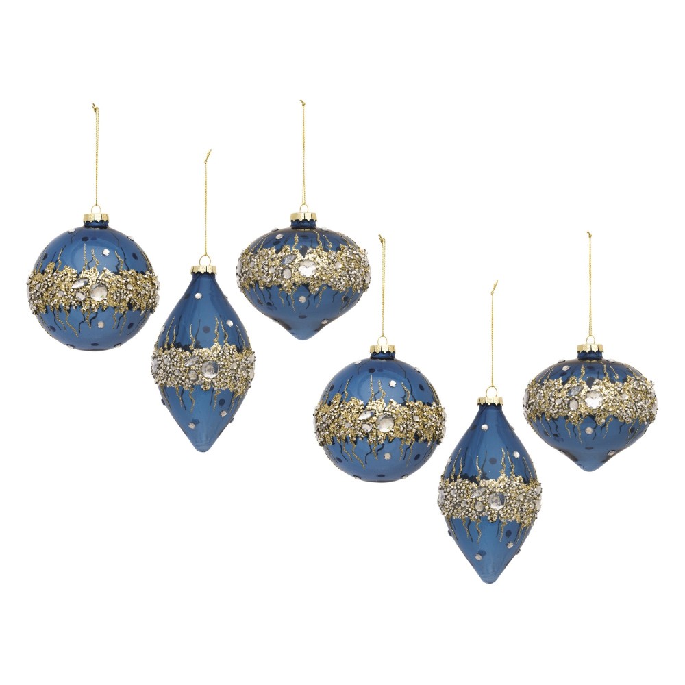 Ornament (Set Of 6) 4.25"H, 4.5"H, 6.25"H Glass