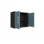 Eiffel 3-Piece Storage Garage Set in Matte Black and Aqua Blue