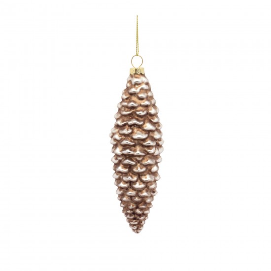 Pine Cone Ornament (Set Of 12) 6.25"H, 7.25"H Glass, White, Brown