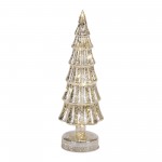 Led Tree (Set Of 3) 8.25"H, 11"H, 13"H Glass 6 Hr Timer