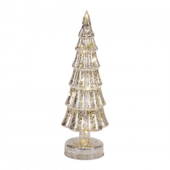 Led Tree (Set Of 3) 8.25"H, 11"H, 13"H Glass 6 Hr Timer