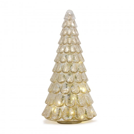 Led Tree (Set Of 2) 12.75"H, 15.75"H Glass 6 Hr Timer