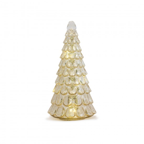 Led Tree (Set Of 2) 12.75"H, 15.75"H Glass 6 Hr Timer