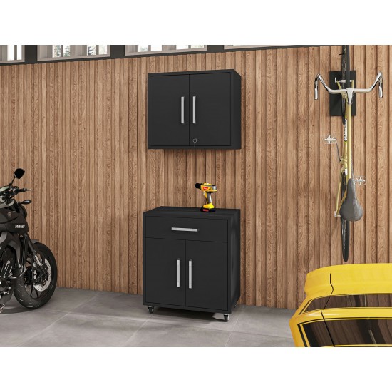 Eiffel 2-Piece Storage Garage Set in Matte Black