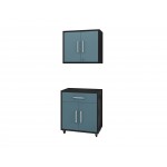 Eiffel 2-Piece Storage Garage Set in Matte Black and Aqua Blue