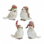 Bird W/Stocking Hat (Set Of 12) 3"H, 3"H, 3.5"H, 3.75"H Resin