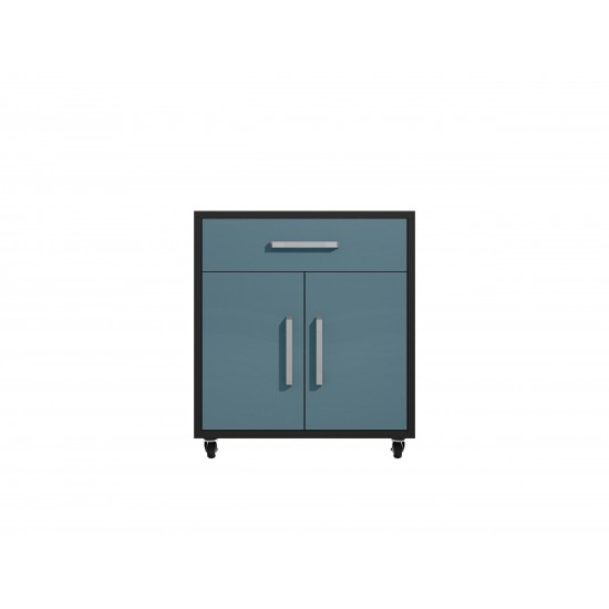 Eiffel 2-Piece Storage Garage Set in Matte Black and Aqua Blue