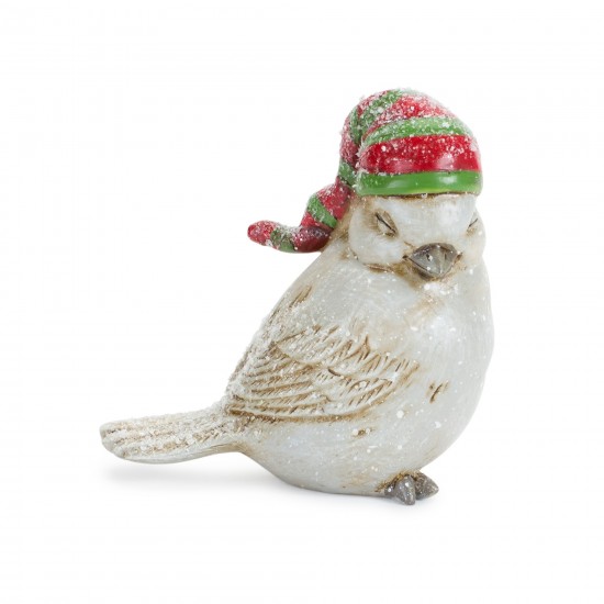 Bird W/Stocking Hat (Set Of 12) 3"H, 3"H, 3.5"H, 3.75"H Resin