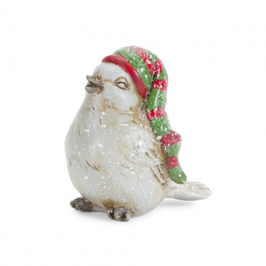 Bird W/Stocking Hat (Set Of 12) 3"H, 3"H, 3.5"H, 3.75"H Resin