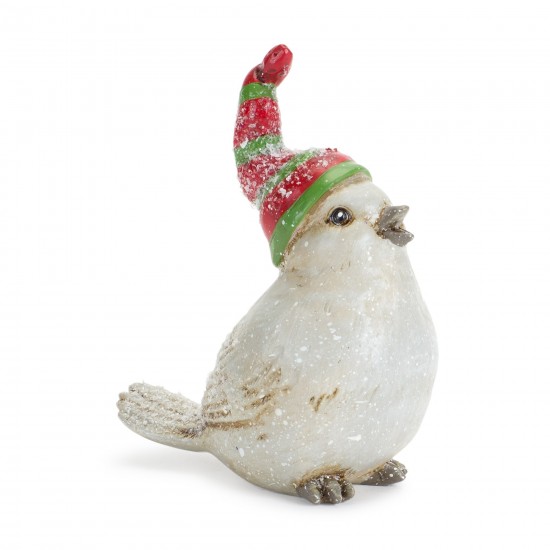 Bird W/Stocking Hat (Set Of 12) 3"H, 3"H, 3.5"H, 3.75"H Resin