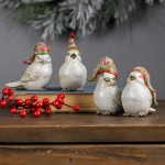 Bird W/Stocking Hat (Set Of 12) 3"H, 3"H, 3.5"H, 3.75"H Resin