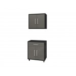 Eiffel 2-Piece Storage Garage Set in Matte Black and Grey