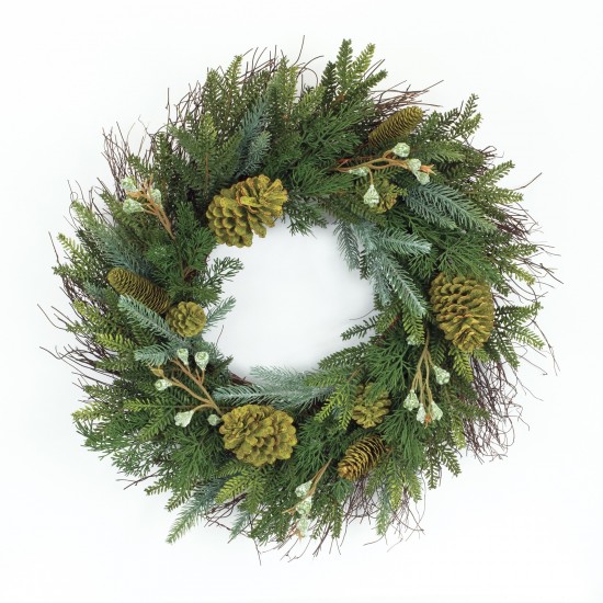 Mixed Pine Wreath 23"D Pvc