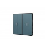 Eiffel Storage Cabinet in Matte Black and Aqua Blue (Set of 2)