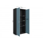 Eiffel Storage Cabinet in Matte Black and Aqua Blue (Set of 2)