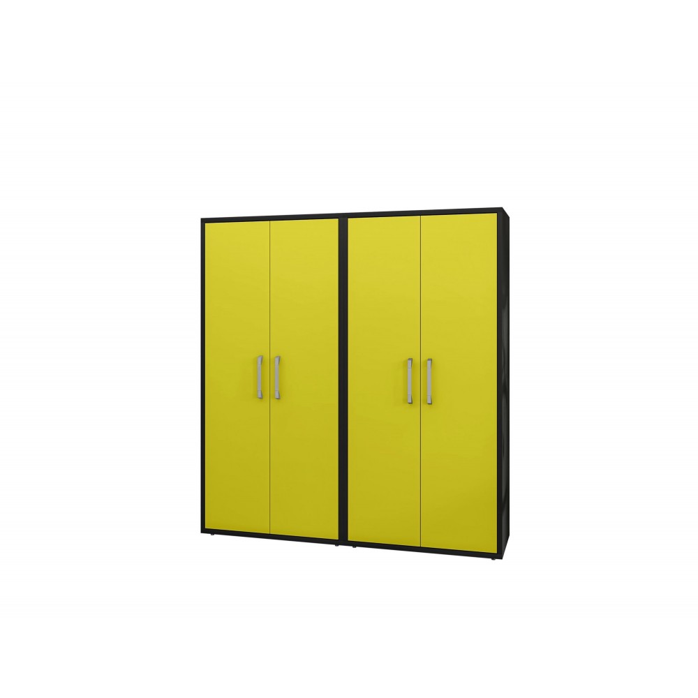 Eiffel Storage Cabinet in Matte Black and Yellow (Set of 2)