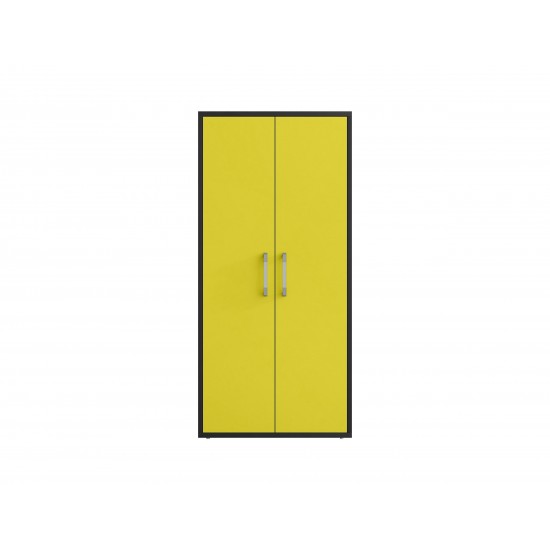 Eiffel Storage Cabinet in Matte Black and Yellow (Set of 2)