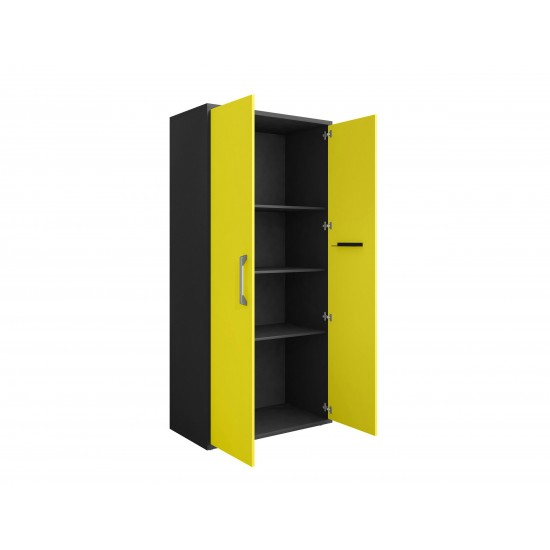 Eiffel Storage Cabinet in Matte Black and Yellow (Set of 2)