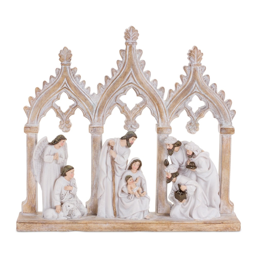 Nativity W/Arches 11.75"L x 11"H Resin