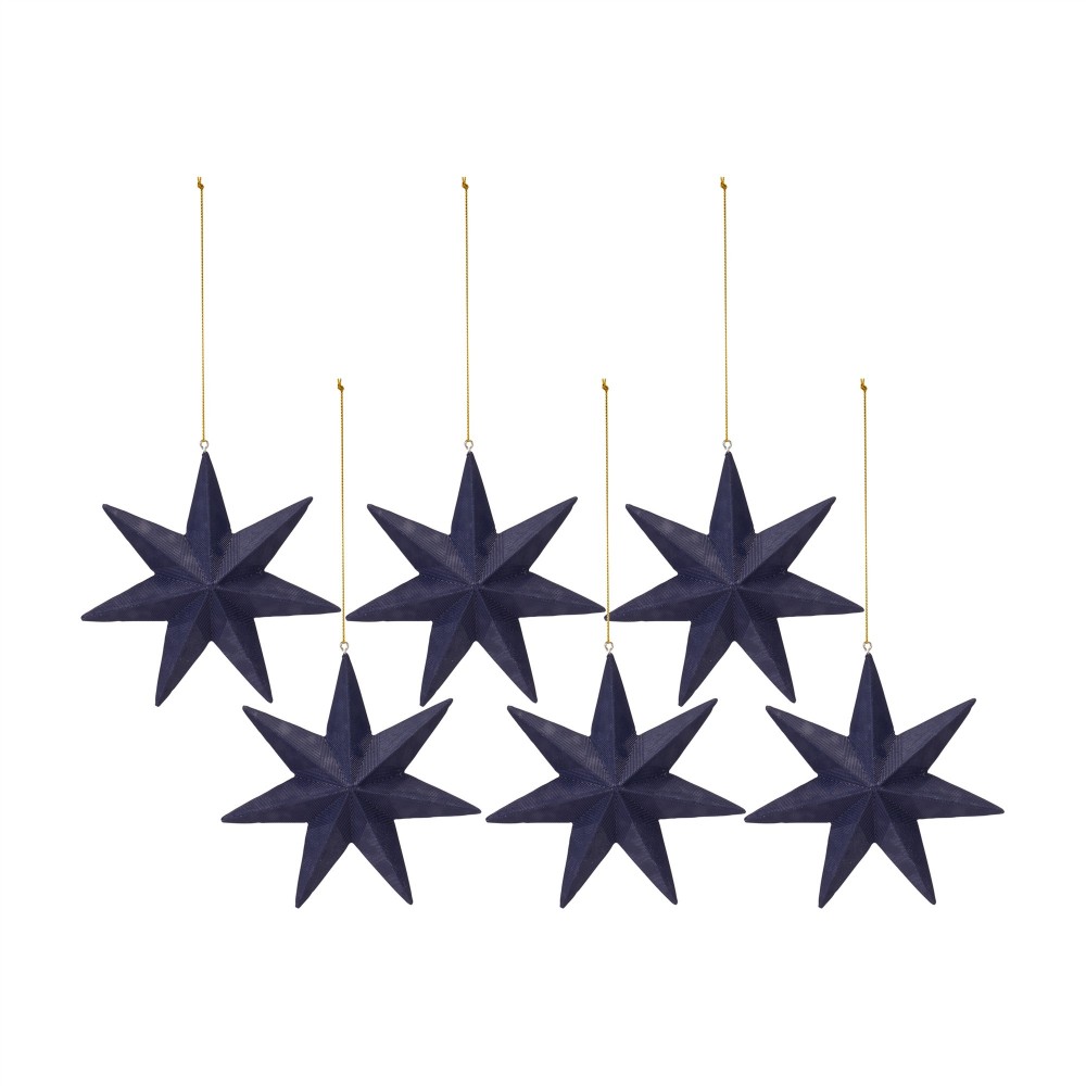 Star Ornament (Set Of 6) 5.75"H Resin