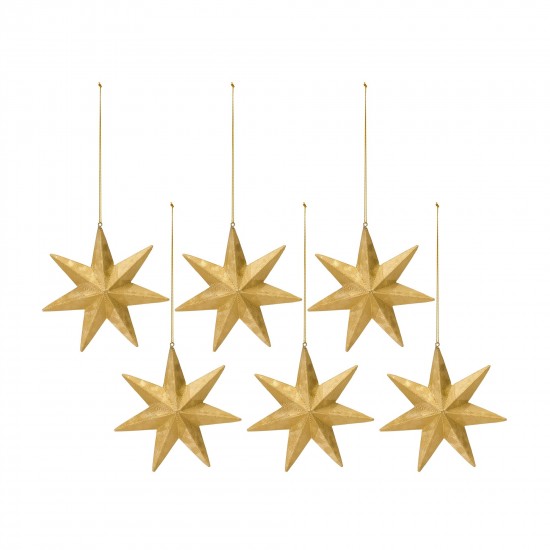 Star Ornament (Set Of 6) 5.25"H Resin