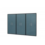 Eiffel Storage Cabinet in Matte Black and Aqua Blue (Set of 3)