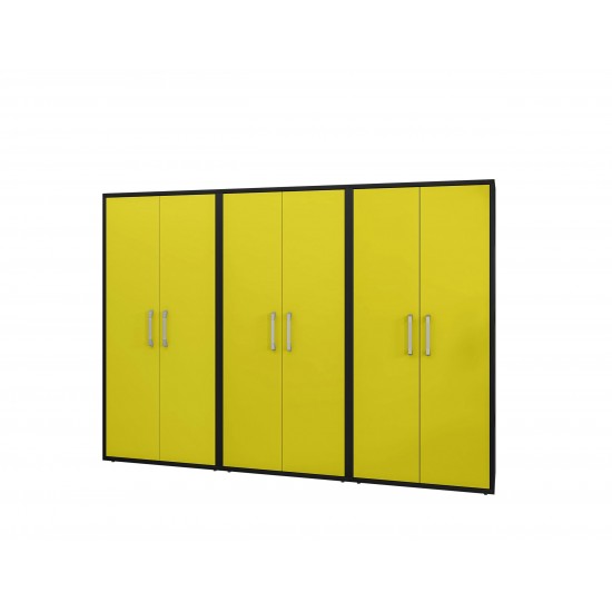 Eiffel Storage Cabinet in Matte Black and Yellow (Set of 3)