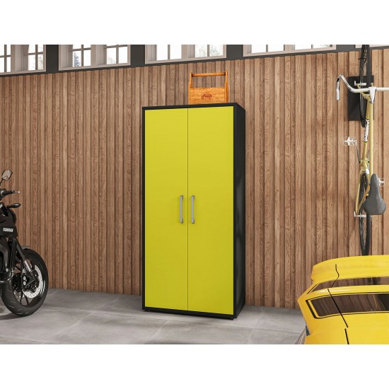 Eiffel Storage Cabinet in Matte Black and Yellow (Set of 3)