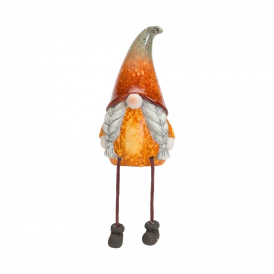 Pumpkin Gnome W/Dangle Legs (Set Of 2) 8"H Terra Cotta