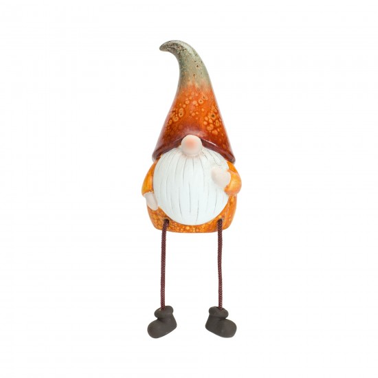 Pumpkin Gnome W/Dangle Legs (Set Of 2) 8"H Terra Cotta