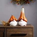 Gnome W/Pumpkin Hat (Set Of 2) 6.5"H, 11"H Terra Cotta