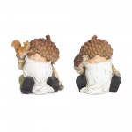 Gnome W/Acorn Hat (Set Of 2) 4"H Resin