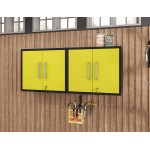 Eiffel Floating Garage Cabinet in Matte Black and Yellow (Set of 2)