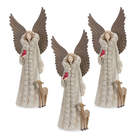 Angel W/Deer (Set Of 2) 16.5"H Resin