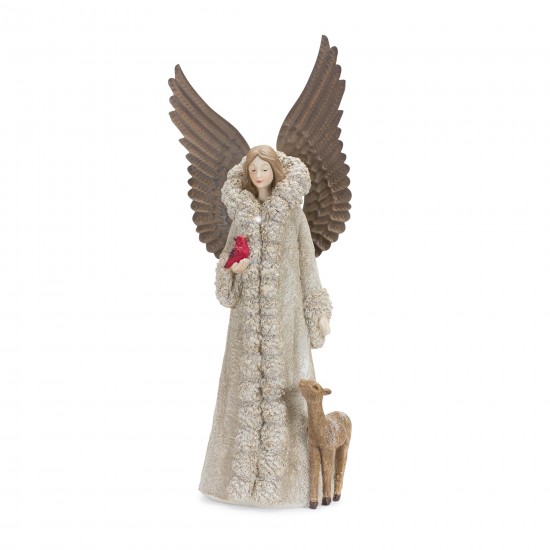 Angel W/Deer (Set Of 2) 16.5"H Resin