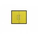 Eiffel Floating Garage Cabinet in Matte Black and Yellow (Set of 2)