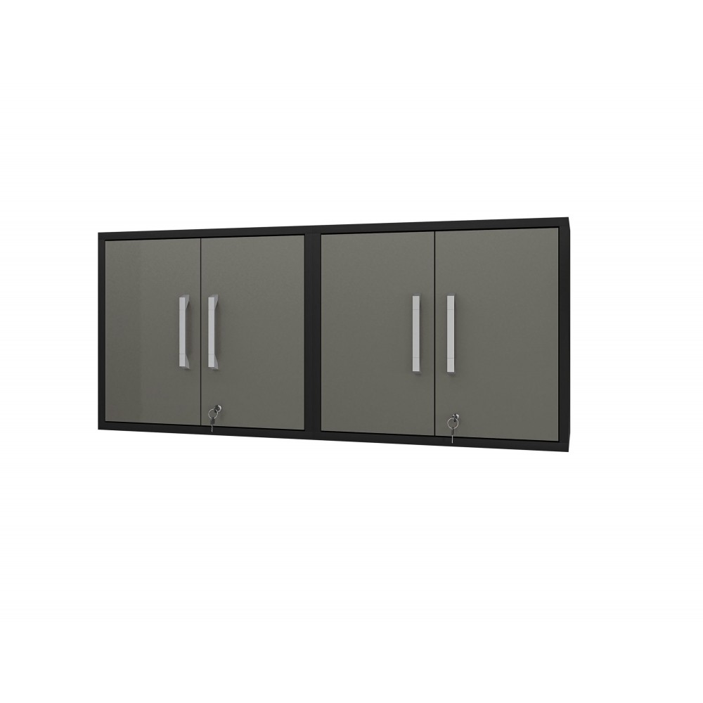Eiffel Floating Garage Cabinet in Matte Black and Grey (Set of 2)
