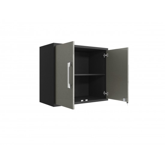 Eiffel Floating Garage Cabinet in Matte Black and Grey (Set of 2)