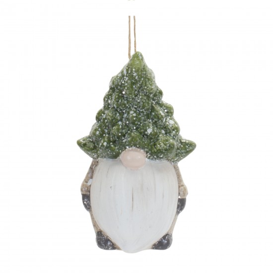 Gnome W/Tree Hat Ornament (Set Of 6) 3.25"H Terra Cotta