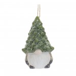 Gnome W/Tree Hat Ornament (Set Of 6) 3.25"H Terra Cotta