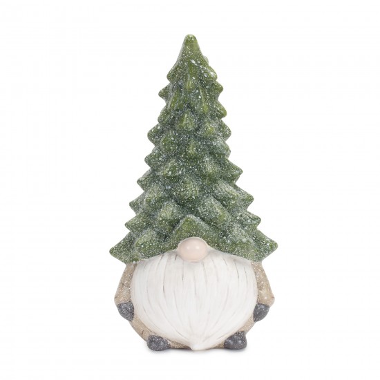 Gnome W/Tree Hat (Set Of 2) 11.25"H Terra Cotta