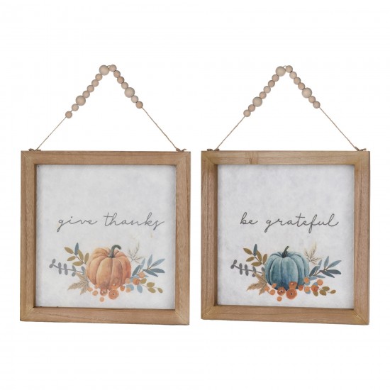 Pumpkin Frame (Set Of 2) 11.75"Sq Mdf/Paper