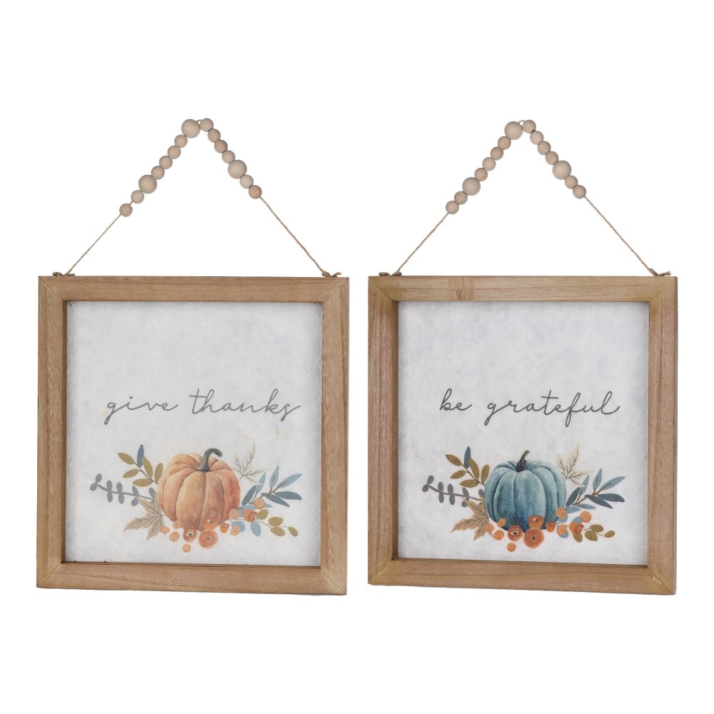 Pumpkin Frame (Set Of 2) 11.75"Sq Mdf/Paper