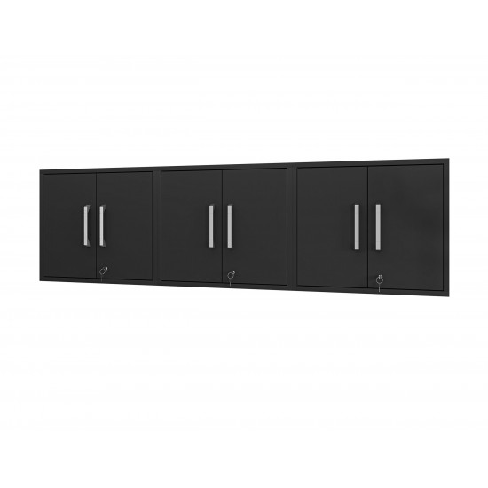 Eiffel Floating Garage Cabinet in Matte Black (Set of 3)