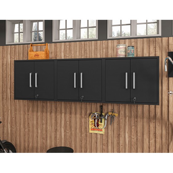 Eiffel Floating Garage Cabinet in Matte Black (Set of 3)