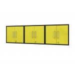 Eiffel Floating Garage Cabinet in Matte Black and Yellow (Set of 3)