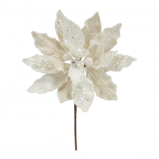 Poinsettia Stem (Set Of 6) 30"H Velvet, White