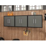 Eiffel Floating Garage Cabinet in Matte Black and Grey (Set of 3)