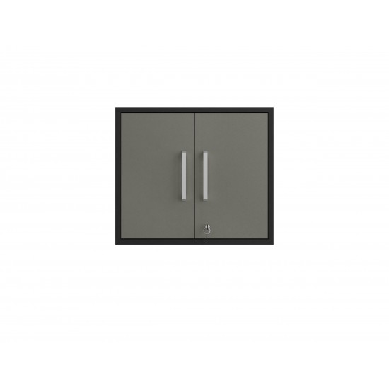 Eiffel Floating Garage Cabinet in Matte Black and Grey (Set of 3)