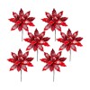 Poinsettia Stem (Set Of 6) 30"H Velvet, Red